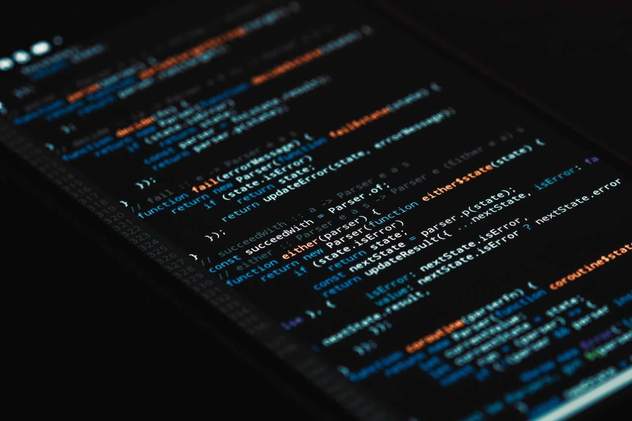 A detailed view of computer programming code on a screen, showcasing software development.